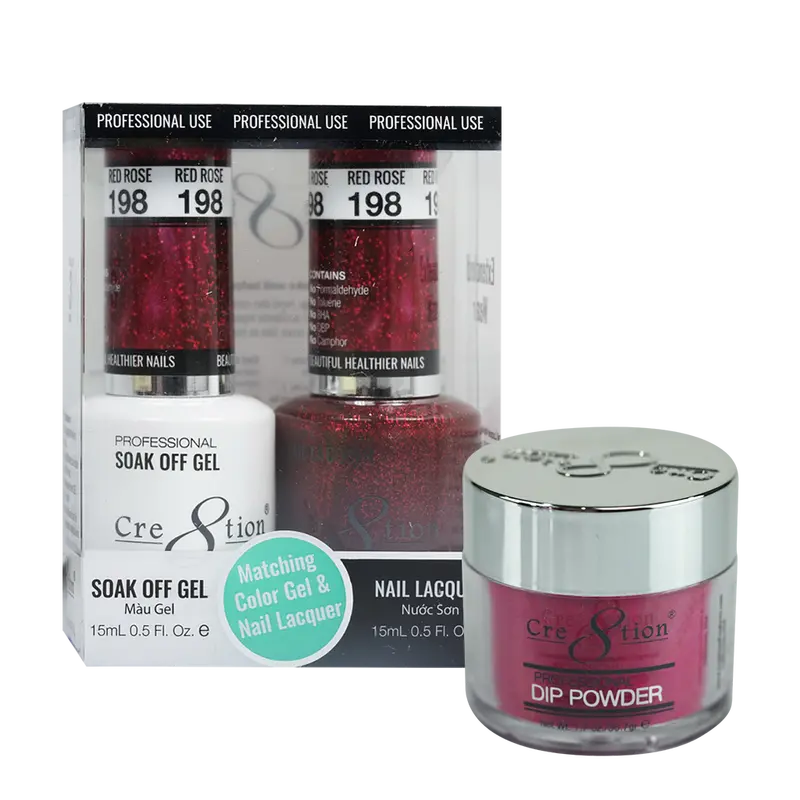 Cre8Tion Romantic Trio – Deep Red Rose Nail Art Set #198 1