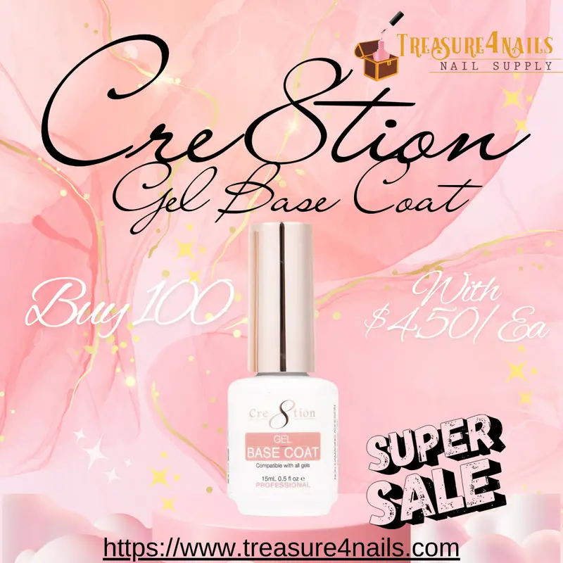 Cre8Tion Soak-Off Gel Base Coat 0.5 Oz – Bulk Deal: 100 Pcs At $4.50 Each 1