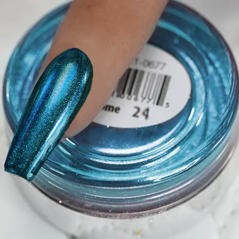 Cre8Tion Teal Holographic Chrome Nail Powder – Iridescent Finish, 1G 1