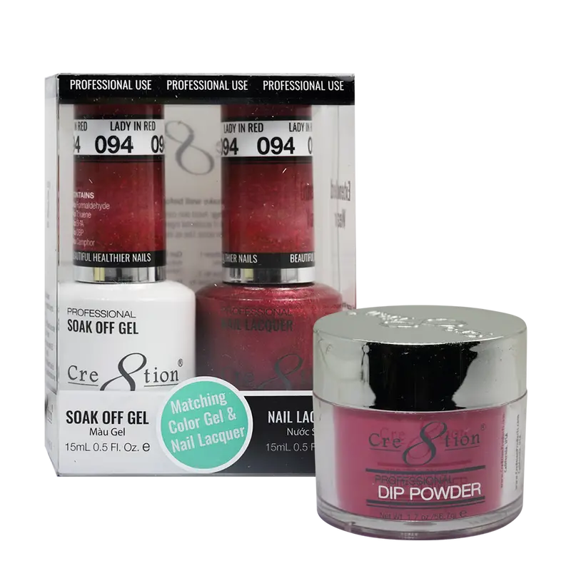 Cre8Tion Trio Matching Nail Polish Set – Lady In Red (Shimmery) 94 1