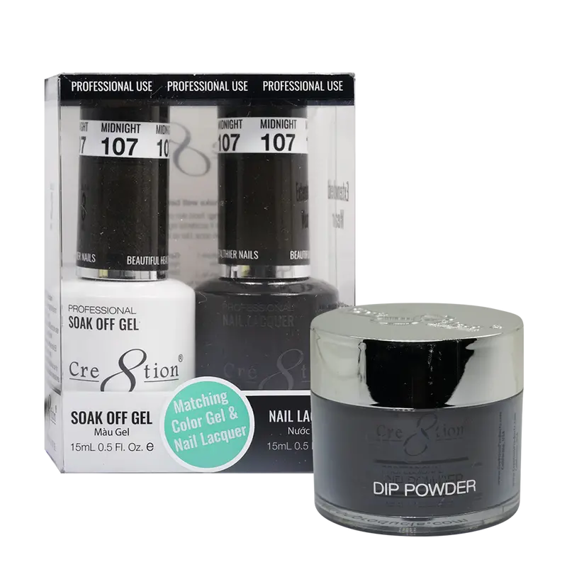 Cre8Tion Trio Matching Nail Polish Set – Midnight Black 107 1