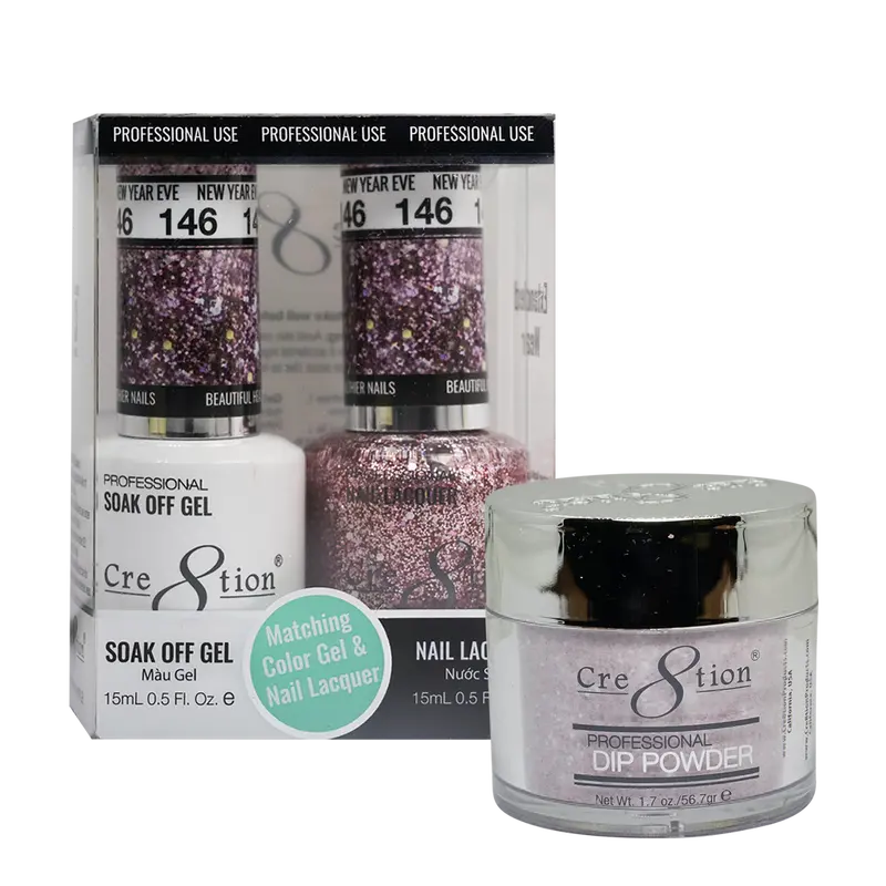 Cre8Tion Trio Matching Nail Polish Set – New Year’S Eve Glitter Edition 1