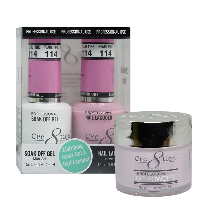 Cre8Tion Trio Matching Nail Polish Set – Pearl Pink Luminous Finish 1