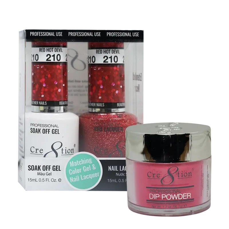 Cre8Tion Trio Matching Nail Polish Set – Red Hot Devil Bold Crimson 1