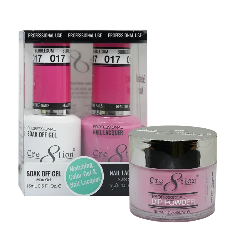 Cre8Tion Trio Matching Nail Set – Bubblegum (Shade 17) 1
