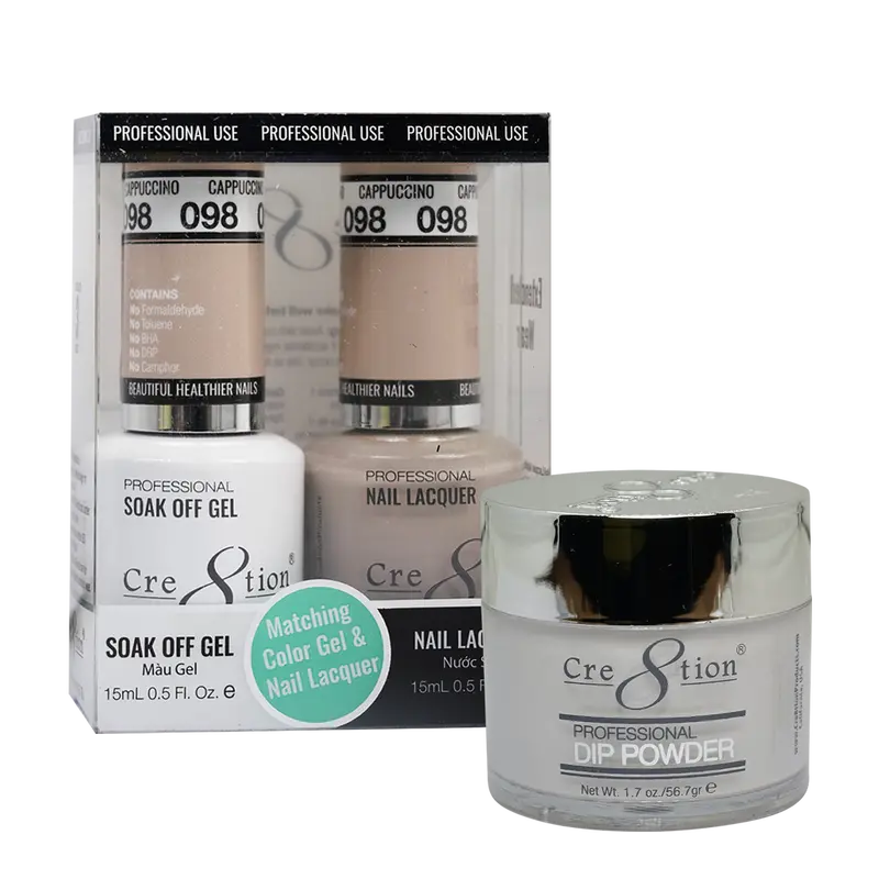 Cre8Tion Trio Matching Nail Set – Cappuccino (Shade 98) 1