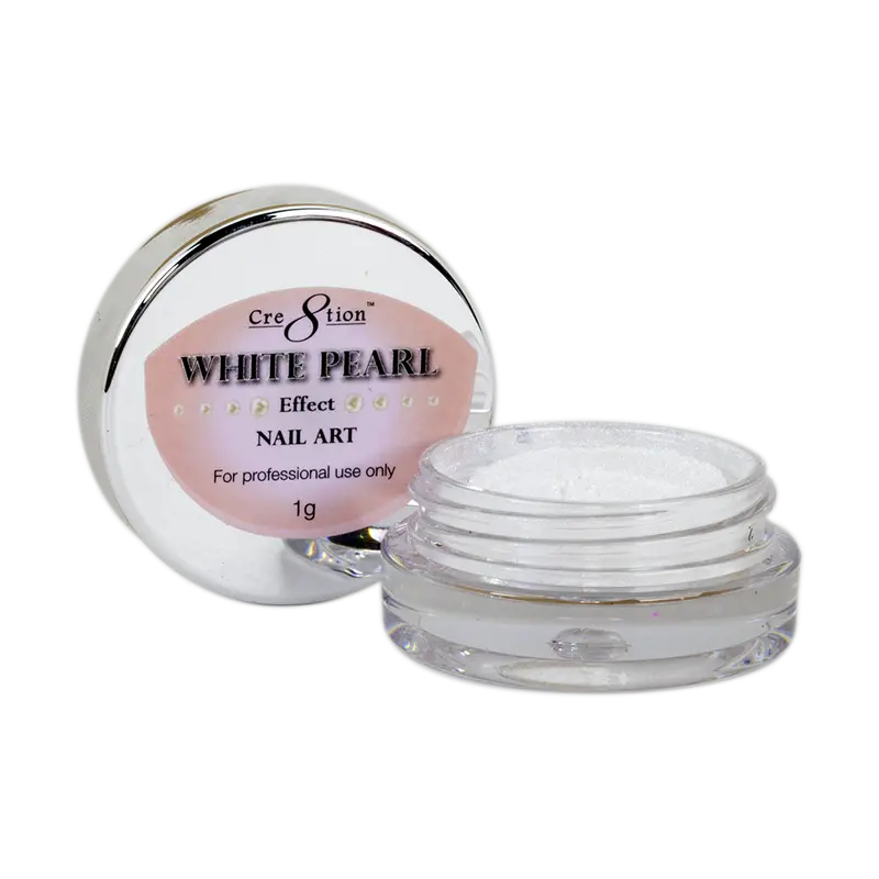 Cre8Tion White Pearl Magic Chrome Nail Powder – 1 G Holographic Finish 1