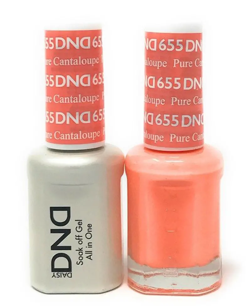 Daisy Dnd Gel & Lacquer Duo – Pure Cataloupe #655 (Bright Coral Hybrid) 1