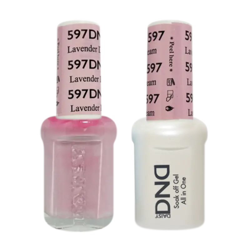 Daisy Dnd Gel Polish & Nail Lacquer Set – Lavender Cream #597 1