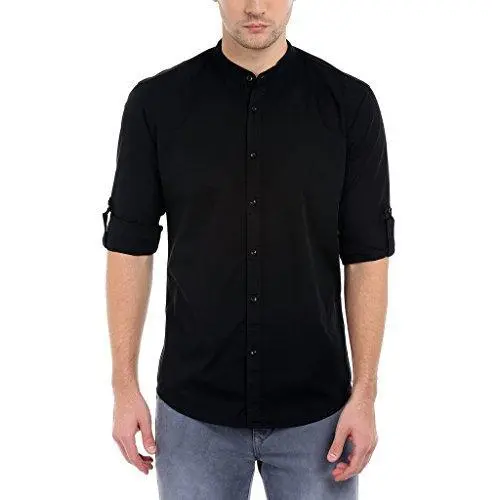 Dennis Lingo Men'S Slim Fit Black Casual Shirt – Medium 1