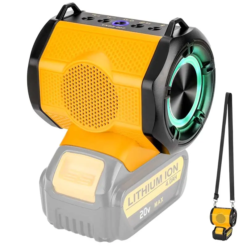 Dewalt 18V/20V-Powered Bluetooth Speaker – Portable Tws Stereo Speaker With Rgb Light Show And Carry Strap 1