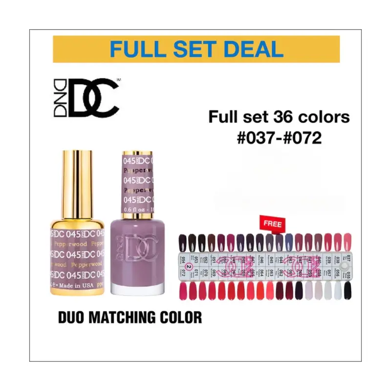 Dnd Dc Duo Collection – 36 Gel Shades (#037–#072) With Visual Swatch Chart 1