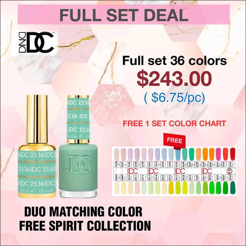 Dnd Dc Duo Matching Nail Lacquer Collection – 36 Free Spirit Colors (#2508–#2543) With Complimentary Color Chart 1