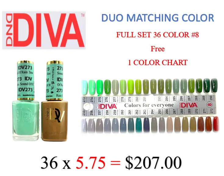 Dnd Diva Happy Trails Collection: 36-Color Matching Duo Set (#255–290) + Free Color Chart 1