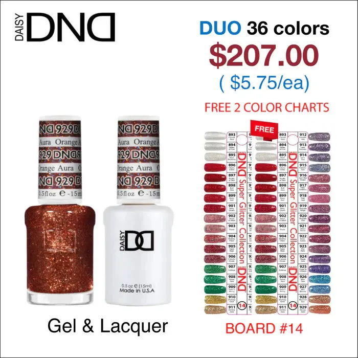 Dnd Diva Super Glitter Collection: 36-Color Matching Duo Board (893–929) + 2 Color Charts 1