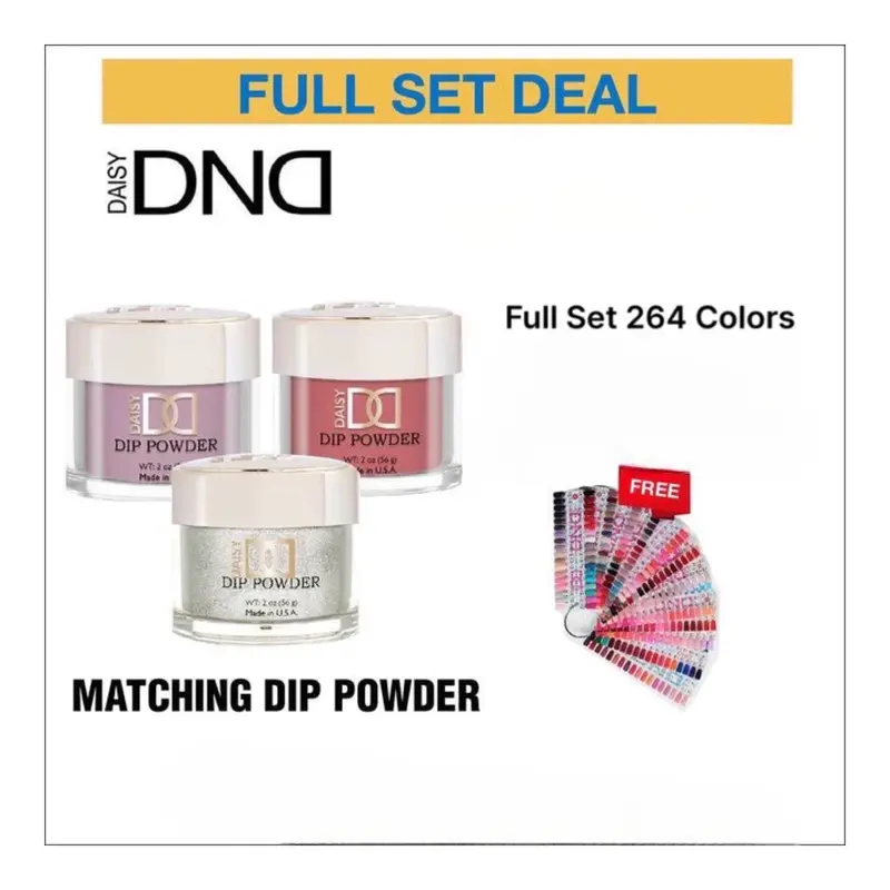 Dnd Full Dip Powder Matching Set – 264 Shades + Color Guide + Complimentary Cordless Cre8Tion Lamp 1