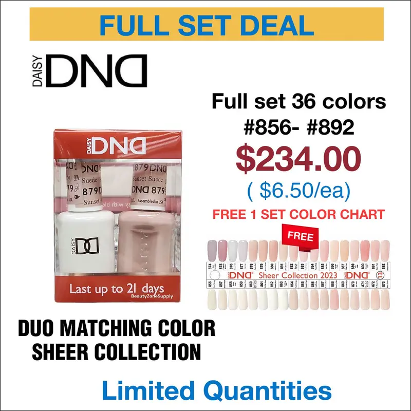 Dnd Sheer Collection Full Set – 36 Matching Duo Gel & Lacquer Shades (856–892) 1