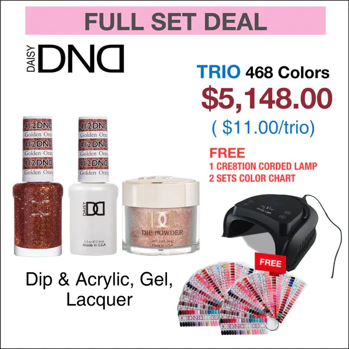 Dnd Trio Matching Gel Polish Set – 468 Colors + Chart (#1–13) & Cre8Tion Corded Lamp 1