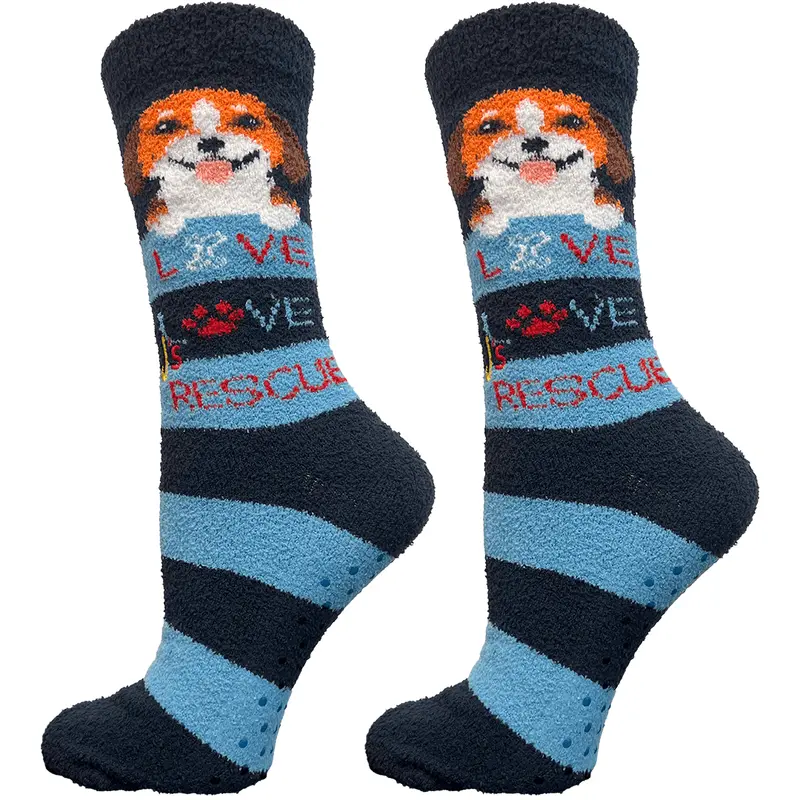 Dog Rescue Fuzzy Texture Crew Socks 1
