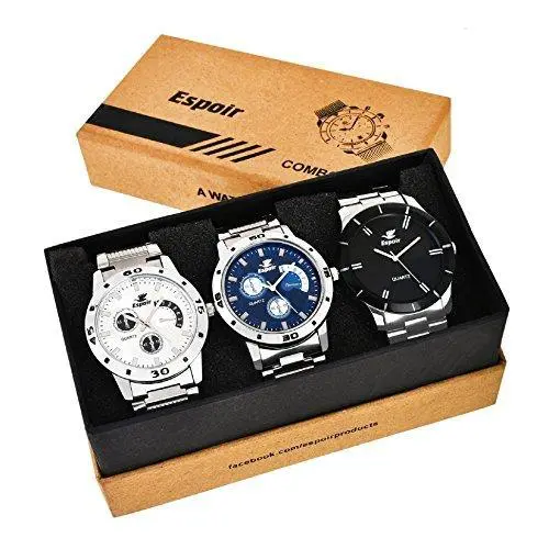 Espoir Triple Watch Set – Men'S Analog Timepieces With Multicolor Dials – Combo 109 (Bahubali Edition) 1