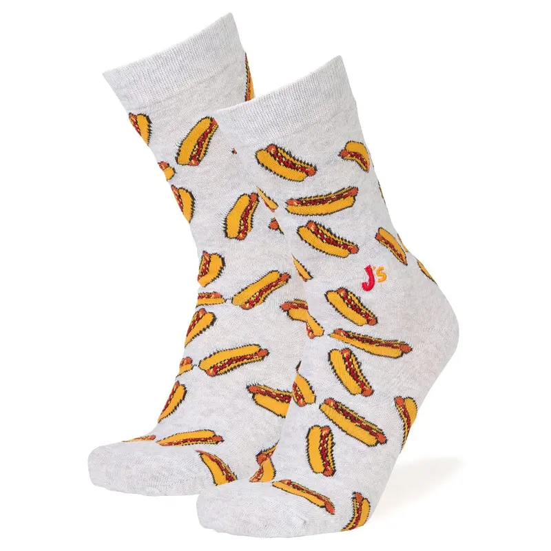 Fun Hot Dog Illustration Crew Socks 1