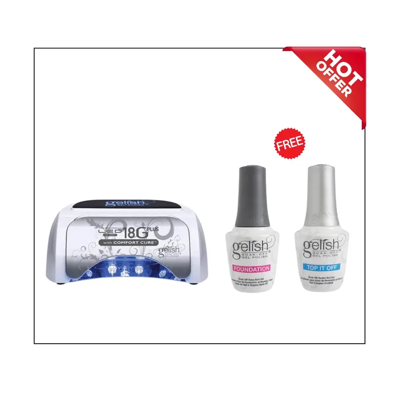 Gelish 18G Plus Led Lamp With Comfort Cure Technology – Includes 2 Free Dynamic Duo Gel Kits 1