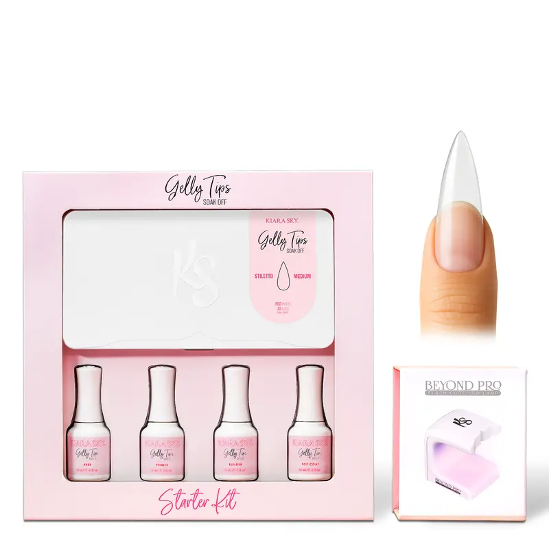 Gelly Press-On Nail Tips Starter Kit – Medium Stiletto Shape 1