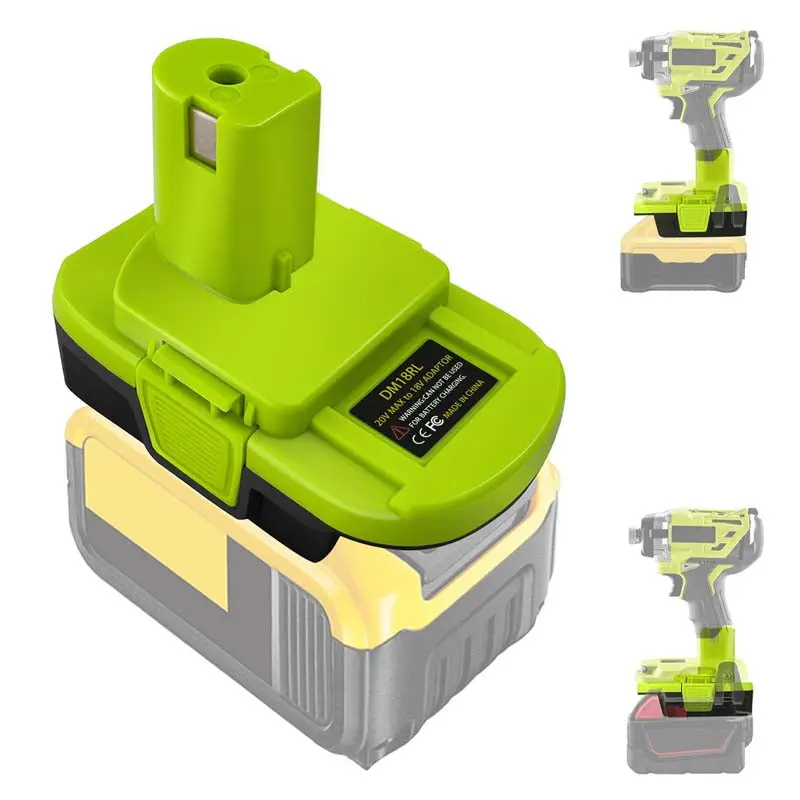 Green Dual-Voltage Adapter: Milwaukee M18 / Dewalt 20V To Ryobi 18V With Usb Charging Port 1