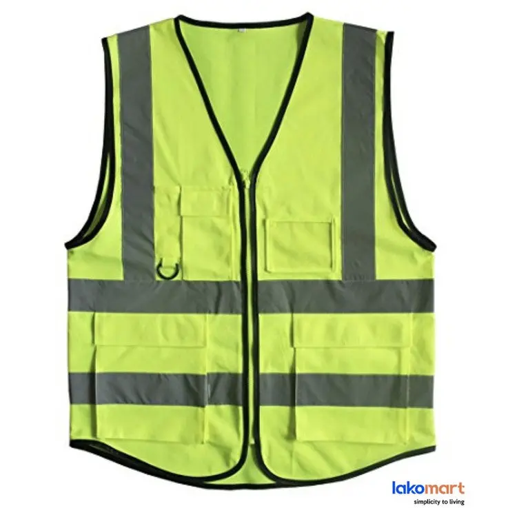 Green Safety Vest With Full Reflective Strips & Front Pocket – Ansi-Compliant Workwear 1