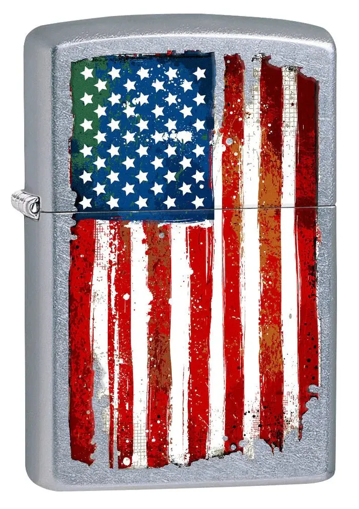 Grunge-Style American Flag Zippo Lighter – Street Chrome Edition 1