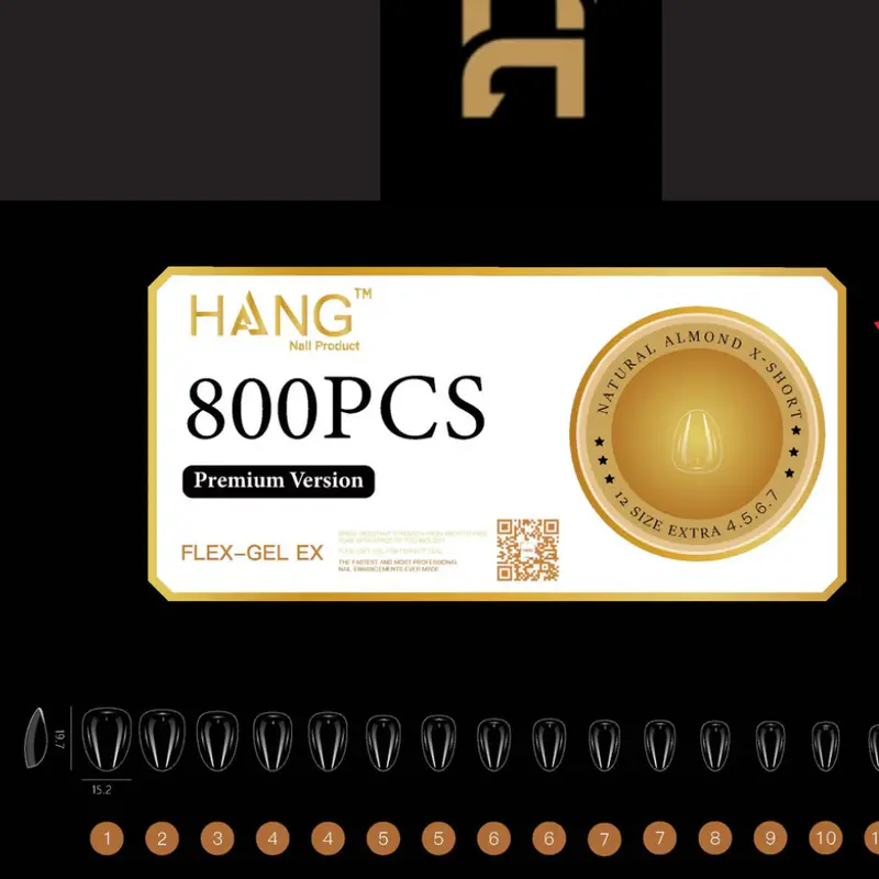 Hang Premium Flex-Gel X Natural Almond Nails – Xs To Xl Sizes With Bonus 0.5Oz Extend-On Gel 1