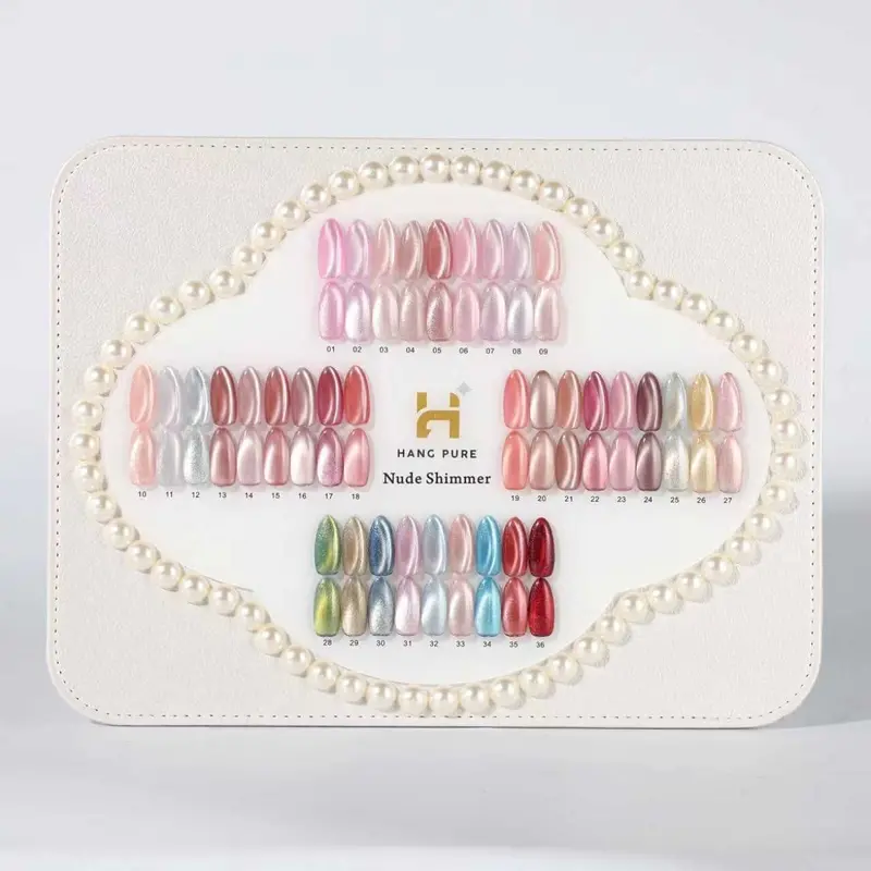 Hang Pure Nude Shimmer Cat Eye Gel Set – 36 Metallic Shades With Free Color Chart Display 1