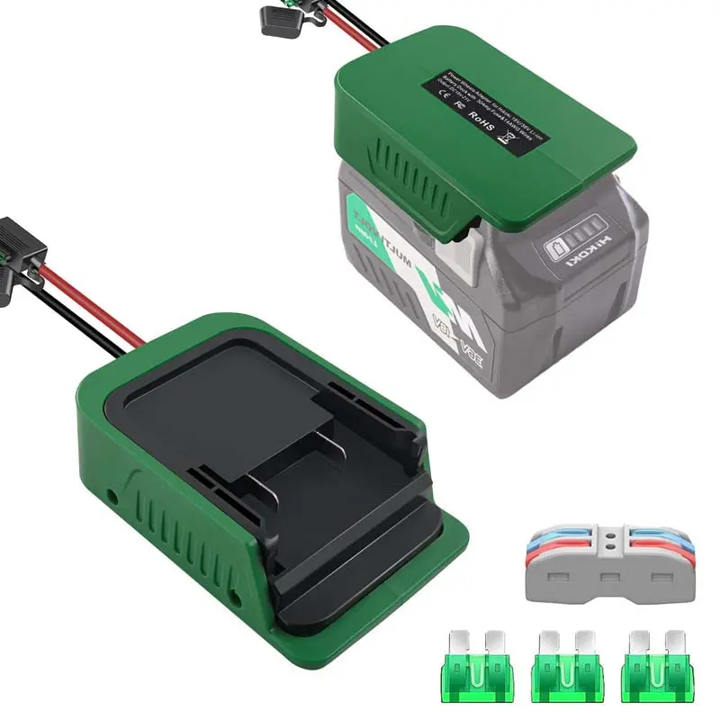 Hitachi/Hikoki 18V & 36V To Power Wheels Battery Adapter With Safety Switch, Fuse, And Terminal Connections 1