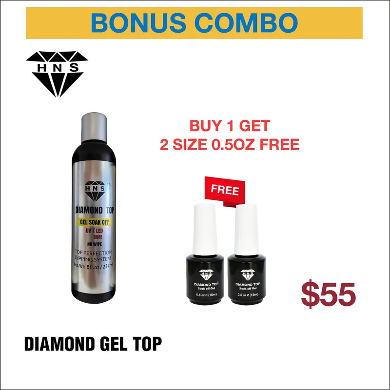 Hns Diamond Gel Top Coat Refill – 8Oz Bottle + Two 0.5Oz Bonus Samples 1