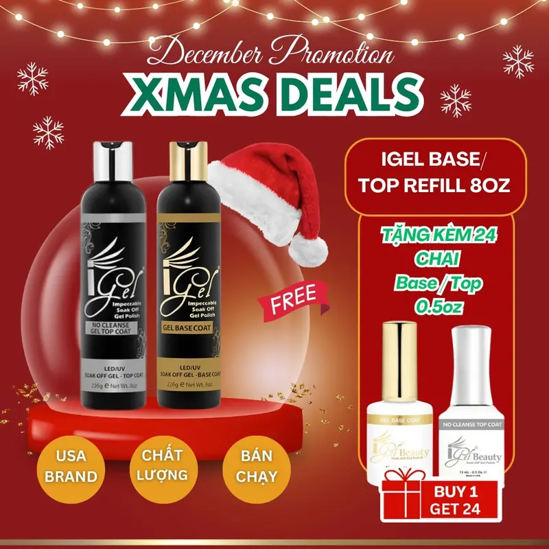 Igel Base & Top Coat Refill – 8Oz Bottle + Free 16-Pack Of 0.5Oz Mini Base/Top Coats 1