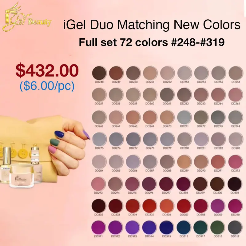 Igel Duo Dipping Powder Set – 72 New Matching Shades (#248–#319) 1