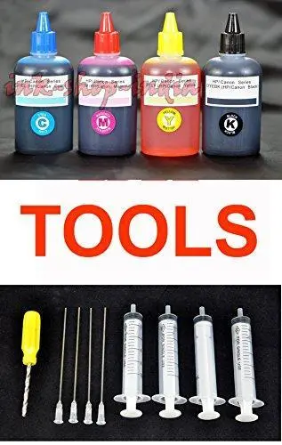 Ink-Shop-India Refill Kit With Bottled Ink & Tools For Hp And Canon Inkjet Printers 1