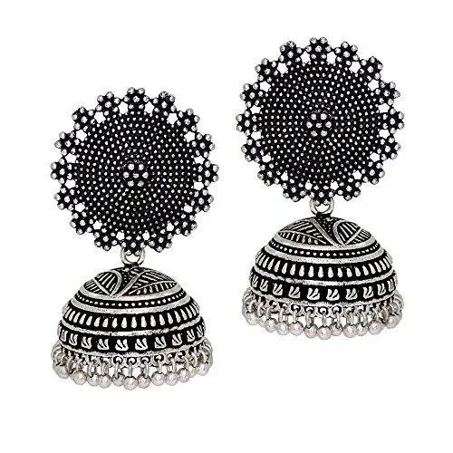 Jaipur Mart Oxidized Silver Jhumki Earrings For Women 1
