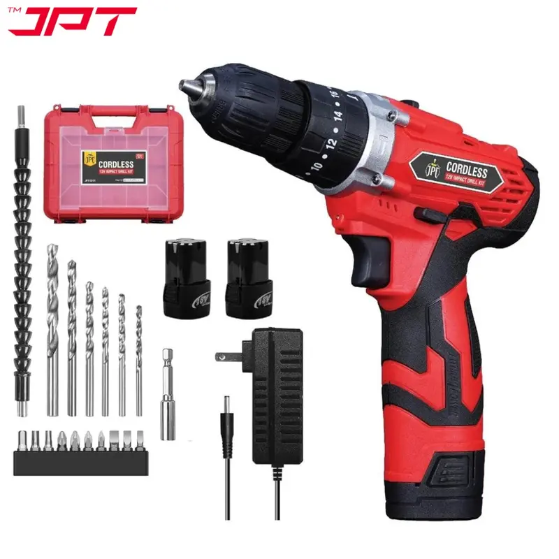 Jpt 12V Cordless Impact Drill | 30 N·M Torque | 1800 Rpm | Keyless 3/8" Chuck | 18+3 Settings | Led Light & 18 Accessories 1