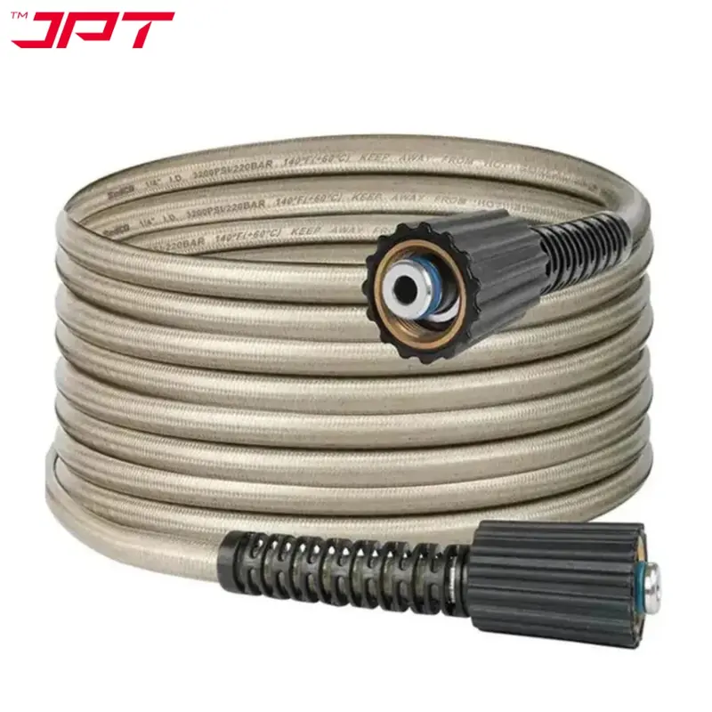 Jpt 15-Meter Super-Flexible Pressure Washer Hose: M22 American Thread With O-Ring Seals – Rated For 2465 Psi / 170 Bar, Universal Brand Compatibility 1
