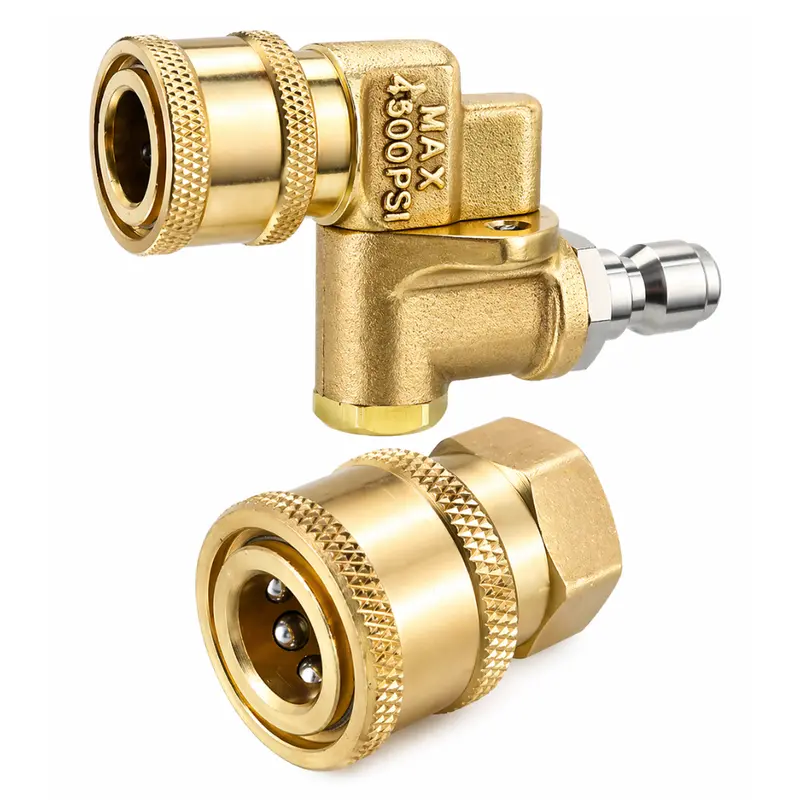 Jpt 180° Brass Pivoting Coupler | 5-Angle Adjustment | 1/4" Quick-Connect Female Socket 1