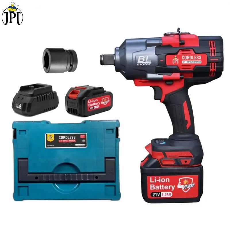 Jpt 21V Brushless Impact Wrench | 2100 N·M Max Torque | 2300 Rpm | 3/4" Anvil | Led Light | 8000Mah Battery & Carry Case 1