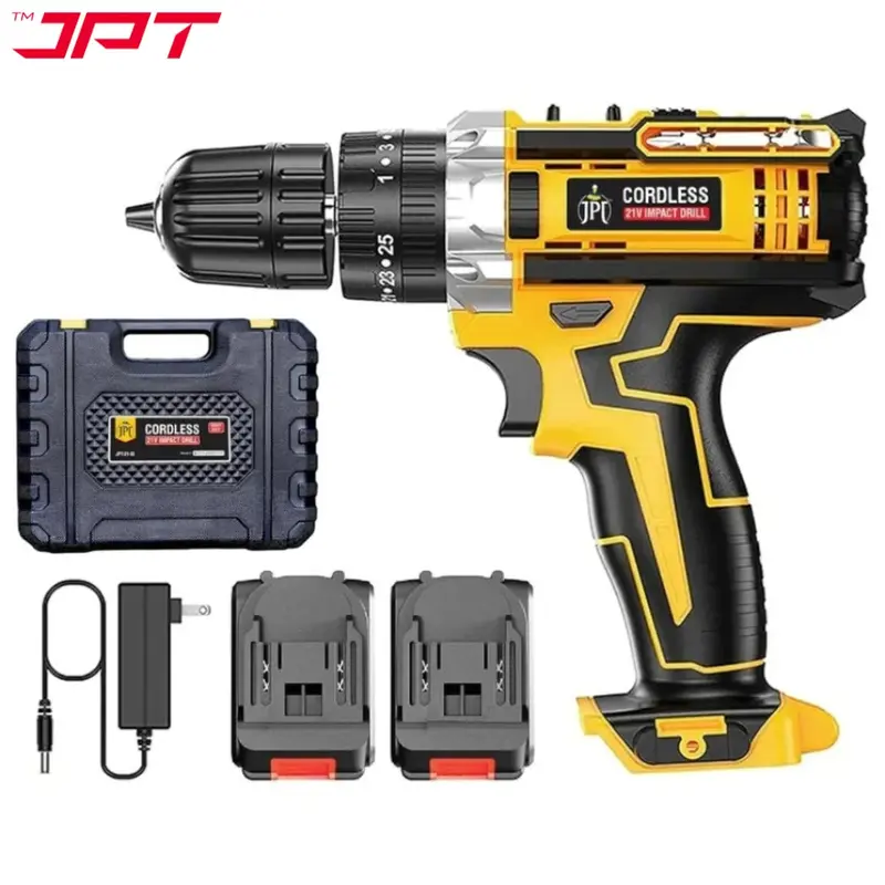Jpt 21V Cordless Drill | 25 N·M Torque | 0–3500 Rpm | 2-Speed Gearbox | 25+3 Clutch Settings | 3/8" Chuck & 1500Mah Battery 1