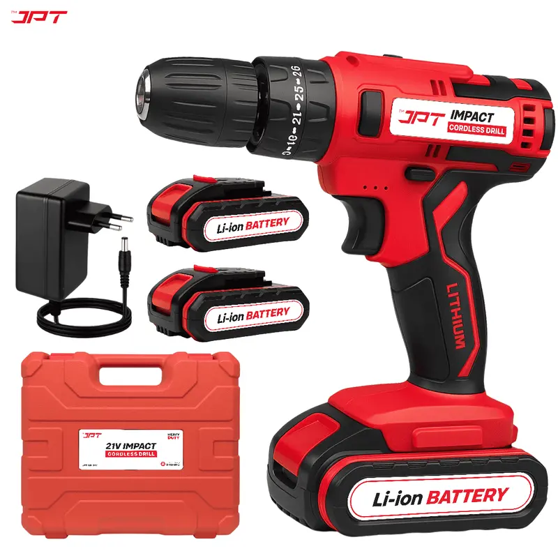 Jpt 21V Cordless Impact Drill – 28 N·M Torque, 2-Speed, Led Light, 2000Mah Battery 1