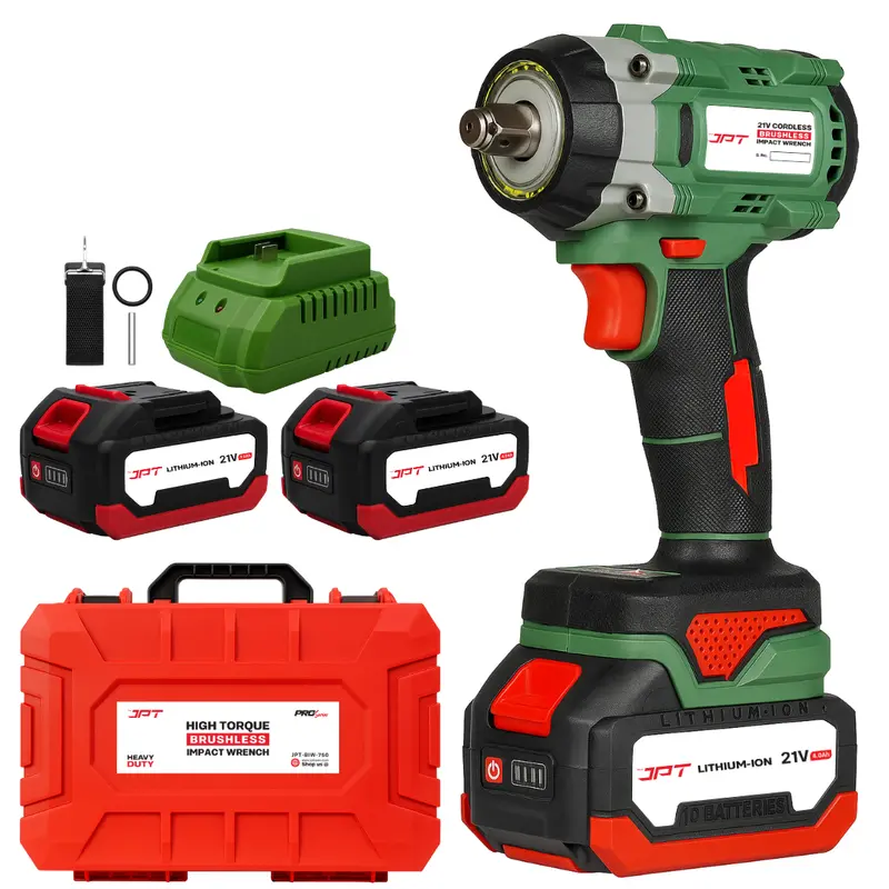 Jpt 21V Heavy-Duty Impact Wrench – 750 N·M Torque, 4200 Rpm Brushless Performance, Variable Speed Control & Long-Lasting 4000Mah Battery 1