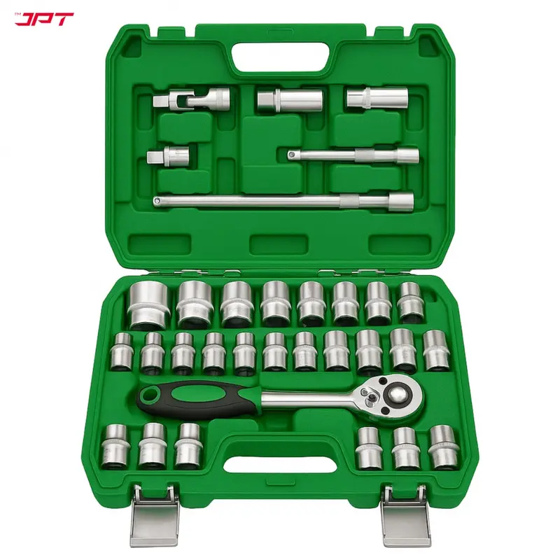Jpt 32-In-1 1/2" Chrome Vanadium Ratchet & Socket Set – Comprehensive Hand Tool Collection For Automotive, Bike, And General Mechanical Repairs 1