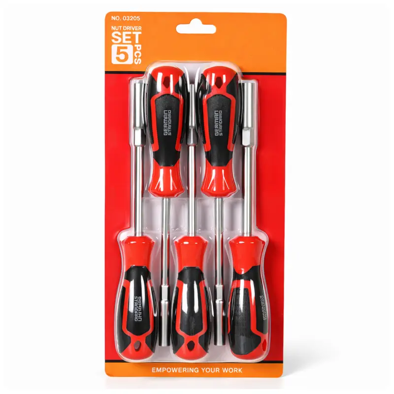 Jpt 5-Piece Heavy-Duty Cr-V Magnetic Nut Driver Set — Hollow-Shaft Hex Drivers (5–10Mm) For Automotive, Electrical, And Industrial Applications 1