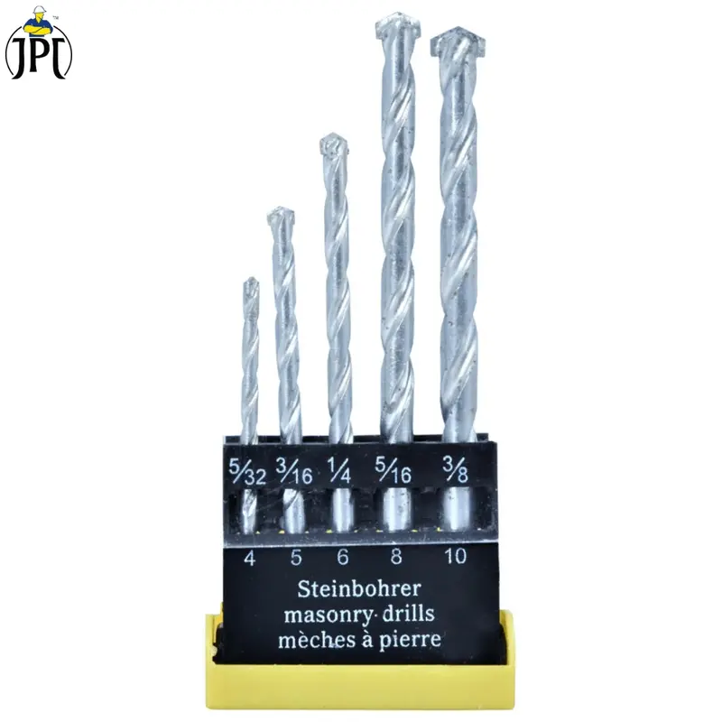 Jpt 5-Piece Masonry Drill Bit Set – Heavy-Duty Steel Bits (4Mm–10Mm) For Brick, Concrete, Stone, And Tile 1