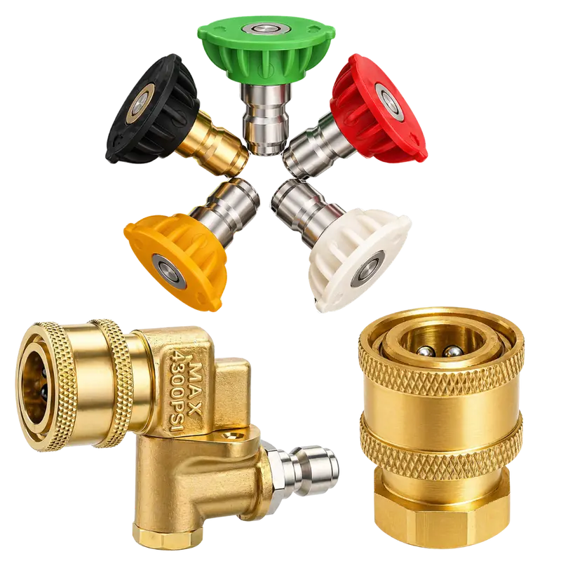 Jpt 5-Piece Quick-Connect Nozzle Set | 180° Pivot Coupler With 5 Spray Angles | 1/4" Female Socket 1