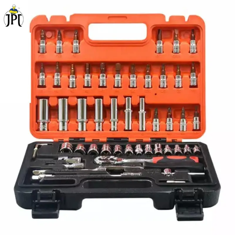 Jpt 53-Piece Professional Hand Tool Kit | Ratchet Wrenches, Sockets, And Accessories In A Portable Case For Automotive, Motorcycle, And Bicycle Repairs 1